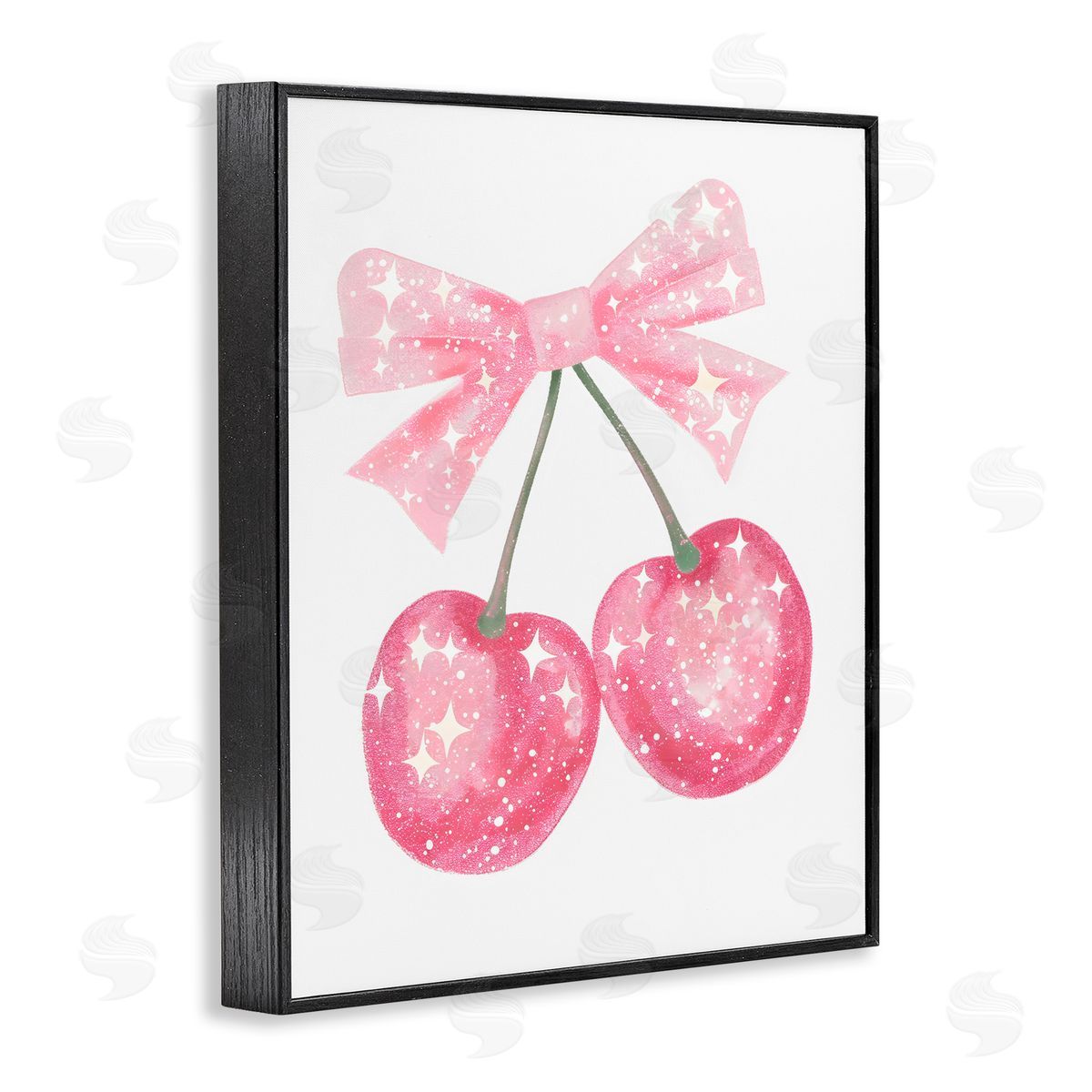 Creative Studio Pink Star Sparkle Cherries Black Framed Giclee Art Print