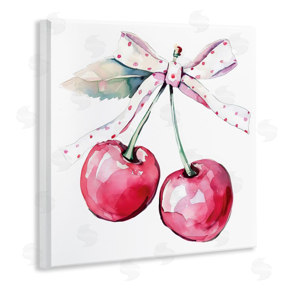 Creative Studio Whimsical Cherries with Dotted Ribbon Wall Plaque Art Print
