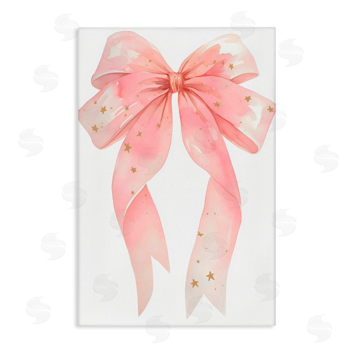 Creative Studio Pink Bow With Gold Stars Canvas Wall Art Print