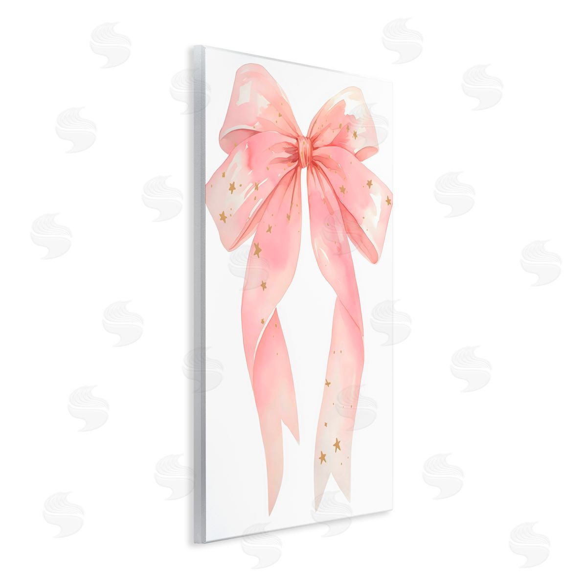 Creative Studio Pink Bow With Gold Stars Wall Plaque Art Print
