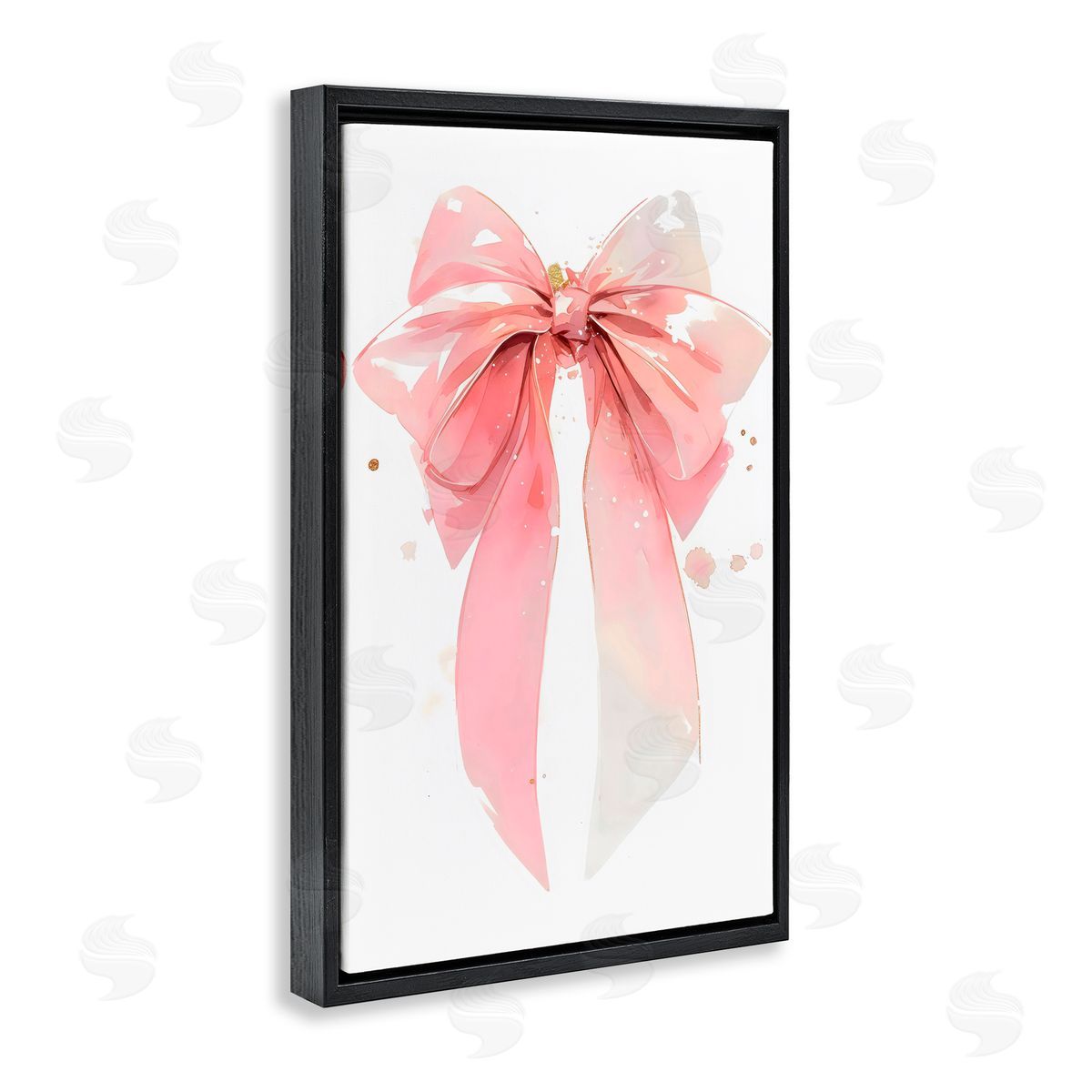 Creative Studio Modern Elegant Pink Bow Black Floating Frame Canvas Wall Art Print