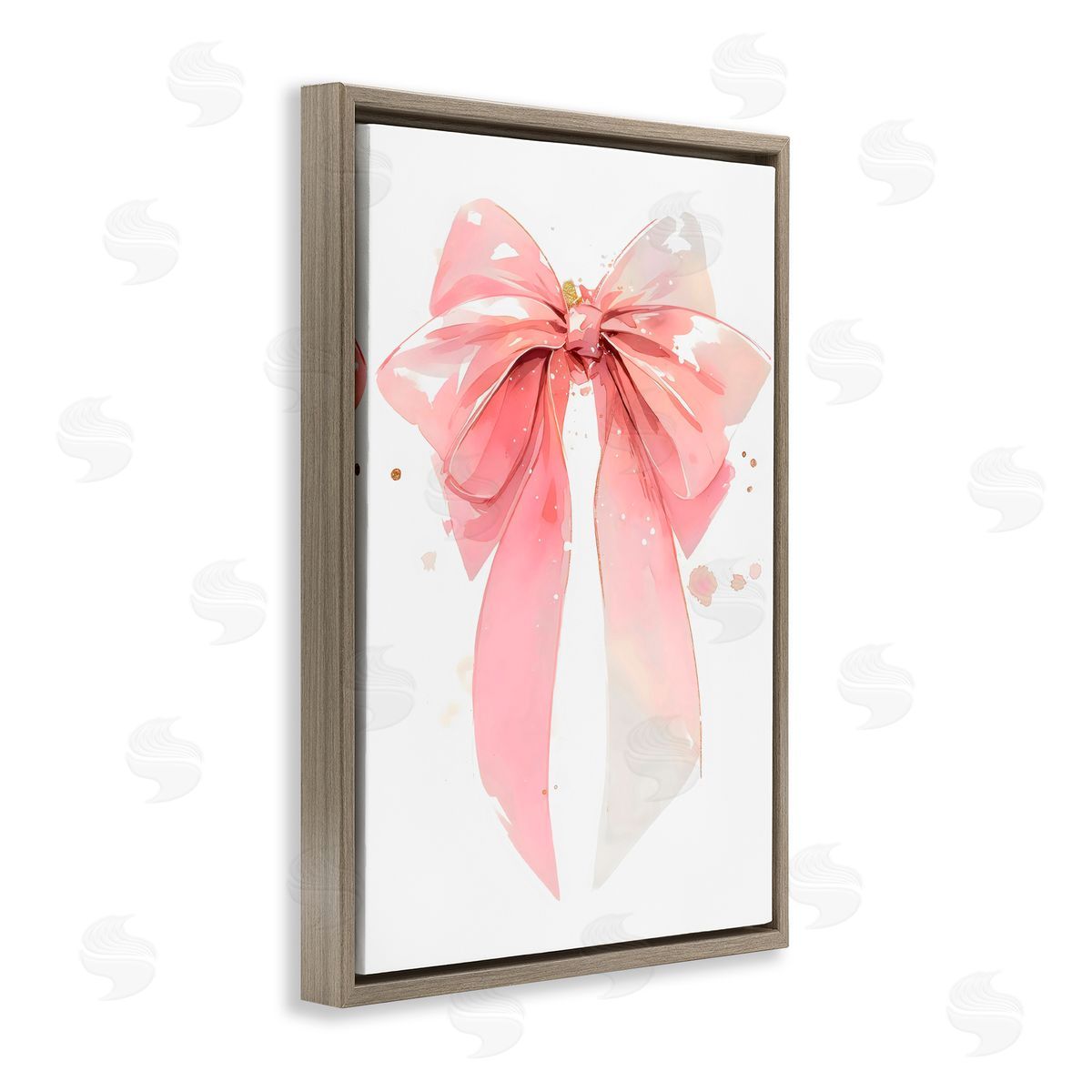 Creative Studio Modern Elegant Pink Bow Brown Floating Frame Canvas Art Print