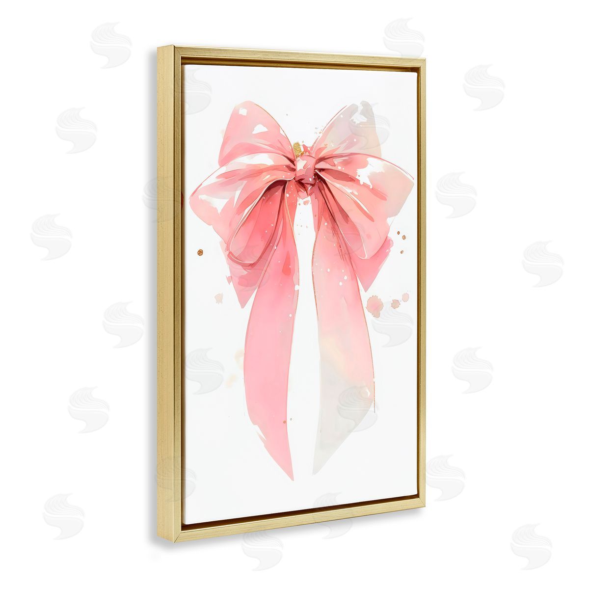 Creative Studio Modern Elegant Pink Bow Gold Floating Frame Canvas Art Print