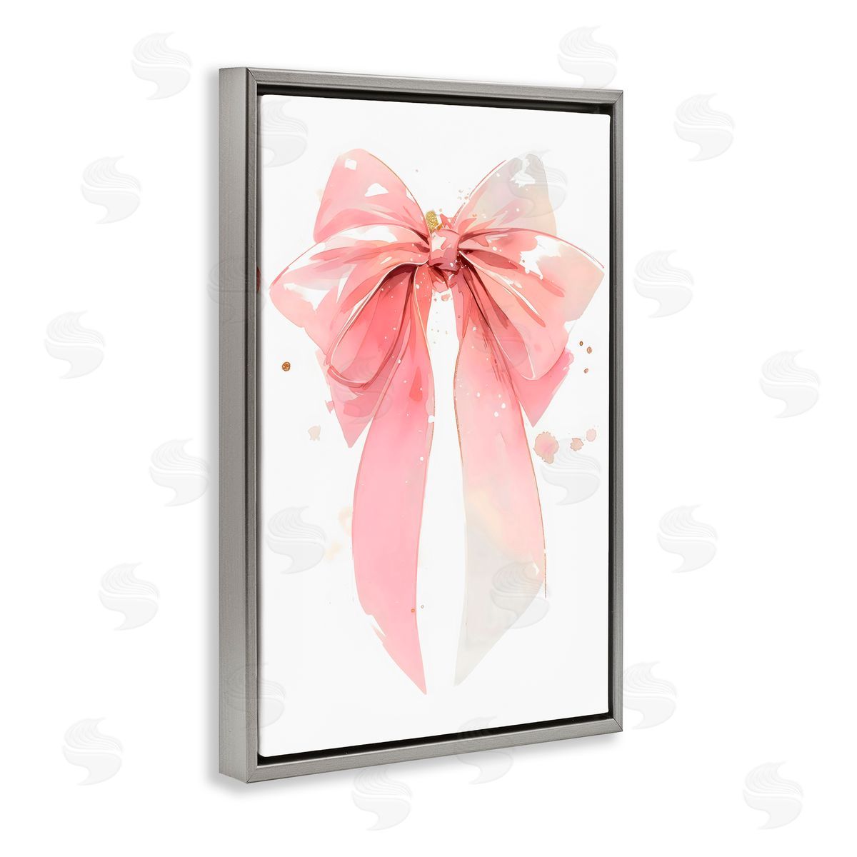 Creative Studio Modern Elegant Pink Bow Gray Floating Frame Canvas Art Print