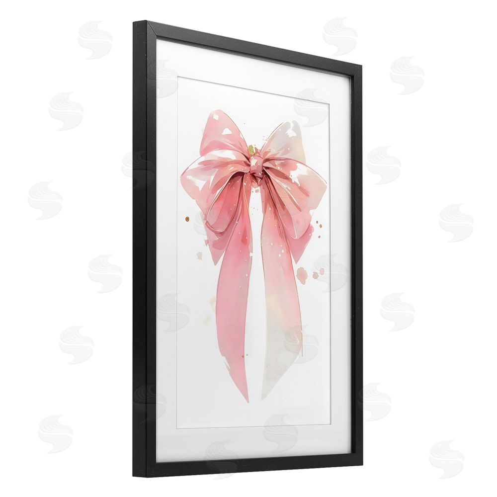 Creative Studio Modern Elegant Pink Bow Black Framed Print Under Glass Art