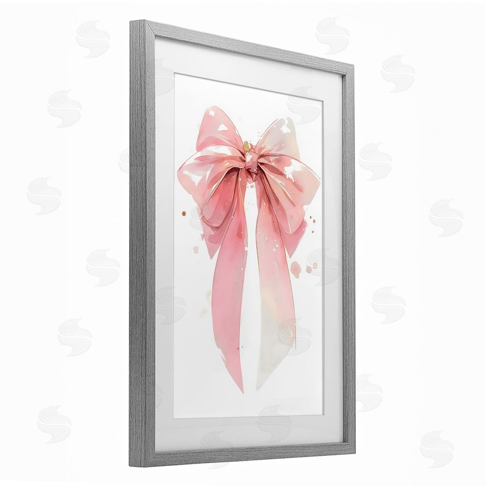 Creative Studio Modern Elegant Pink Bow Gray Framed Print Under Glass Art
