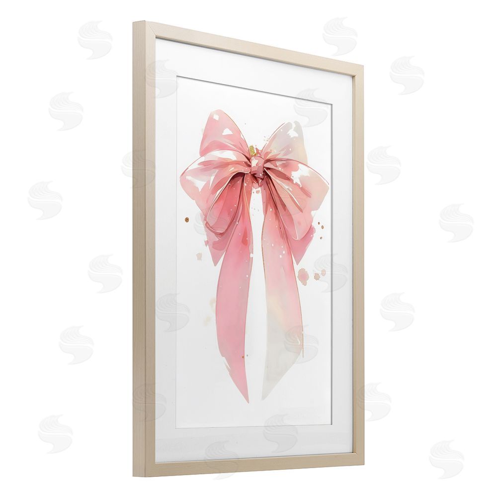 Creative Studio Modern Elegant Pink Bow Birch Framed Print Under Glass Art