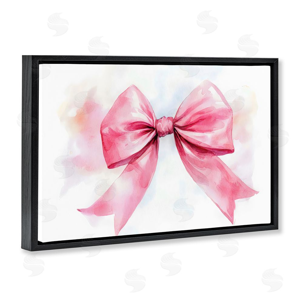 Creative Studio Watercolor Fade Pink Bow Black Floating Frame Canvas Wall Art Print