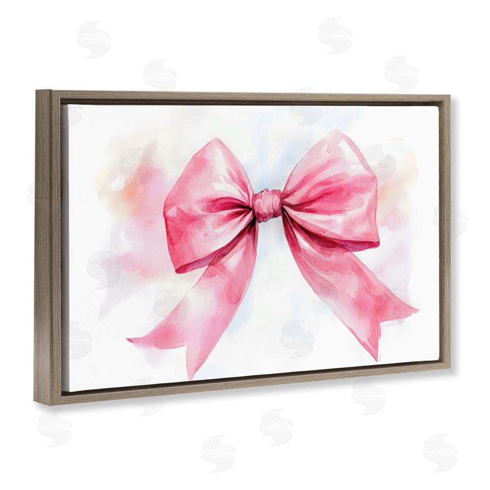 Creative Studio Watercolor Fade Pink Bow Brown Floating Frame Canvas Wall Art Print