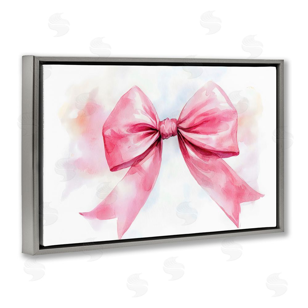 Creative Studio Watercolor Fade Pink Bow Gray Floating Frame Canvas Wall Art Print