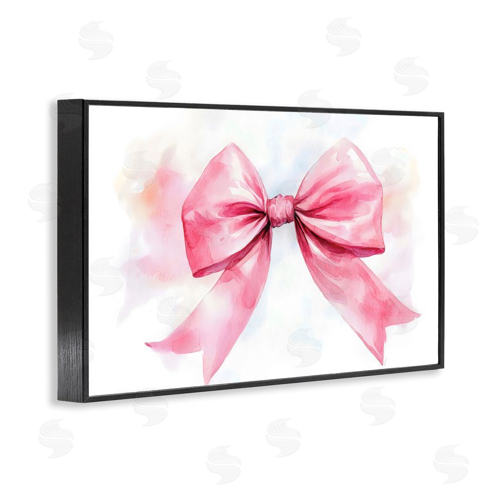 Creative Studio Watercolor Fade Pink Bow Black Framed Giclee Wall Art Print