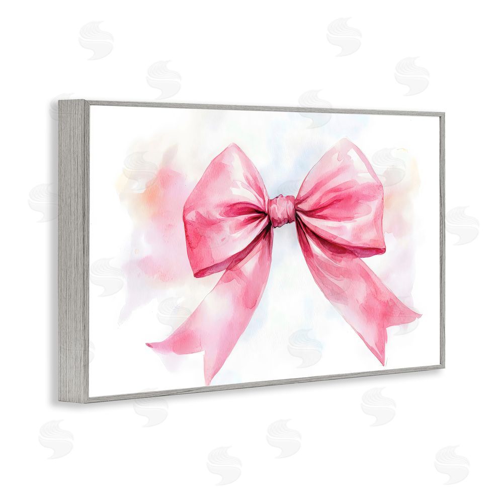 Creative Studio Watercolor Fade Pink Bow Gray Framed Giclee Wall Art Print
