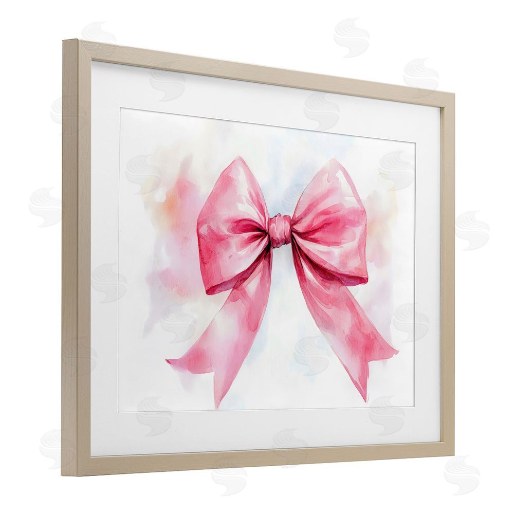 Creative Studio Watercolor Fade Pink Bow Birch Framed Print Under Glass with White Mat Wall Art