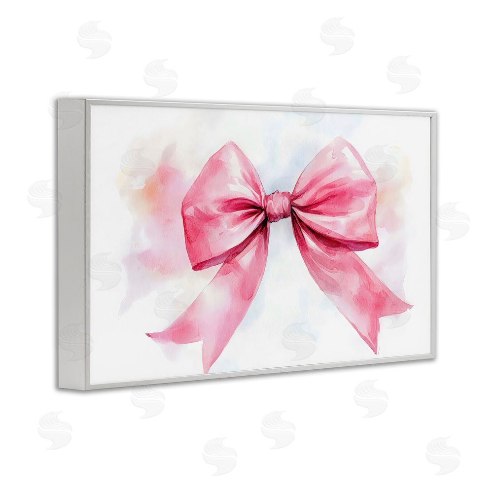 Creative Studio Watercolor Fade Pink Bow White Framed Giclee Wall Art Print
