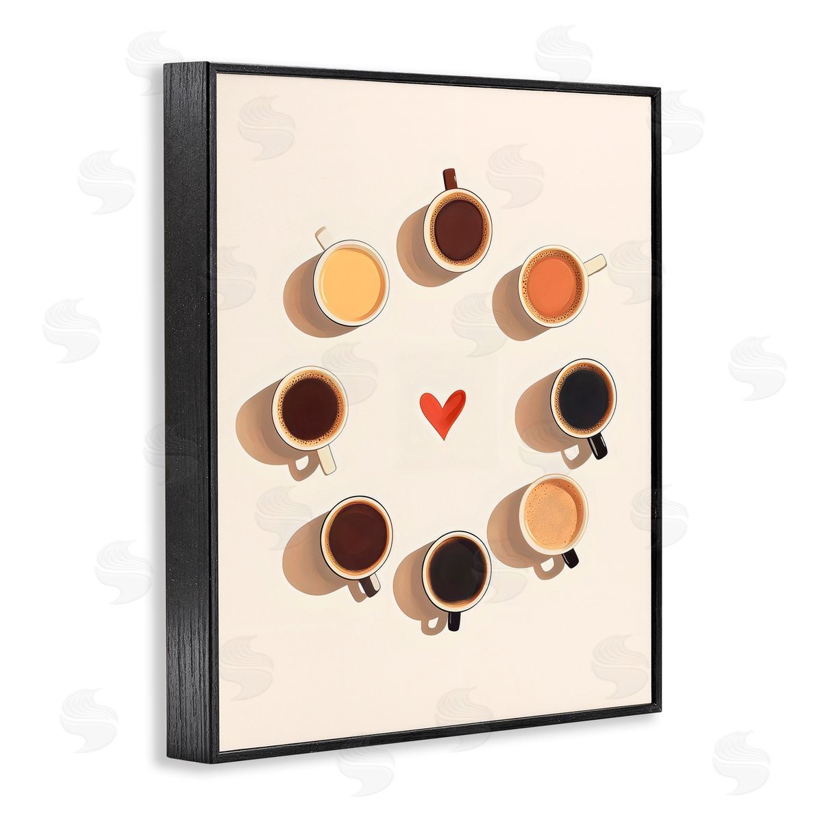Arlington Prints Circle Of Coffee Mugs Black Framed Giclee Art Print