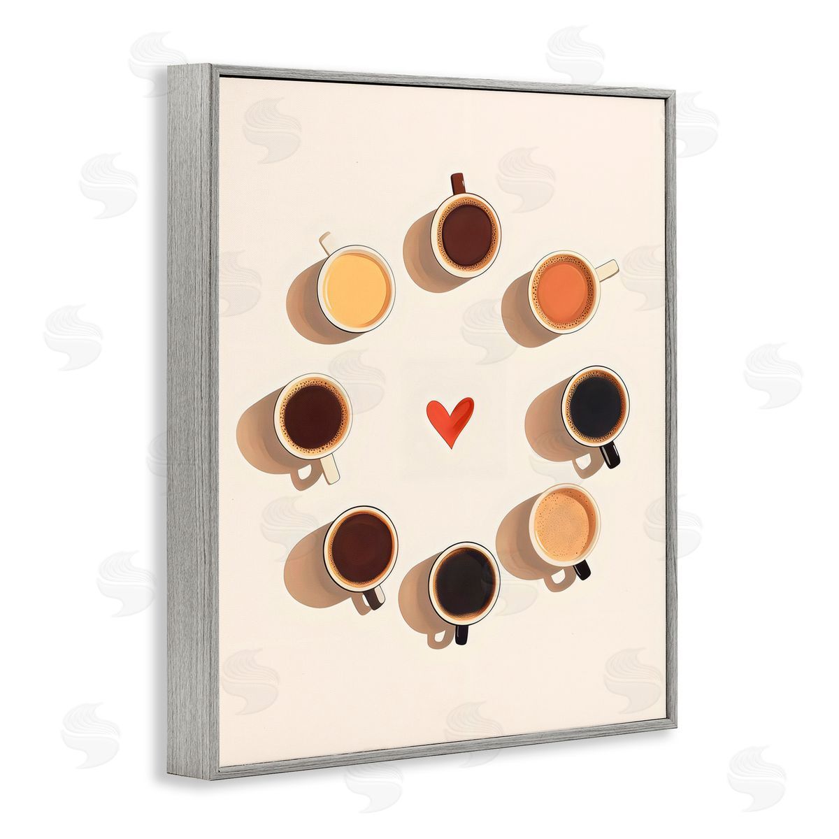Arlington Prints Circle Of Coffee Mugs Gray Framed Giclee Art Print