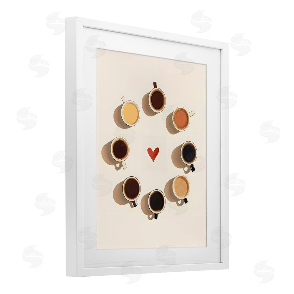 Arlington Prints Circle Of Coffee Mugs White Framed Print Under Glass Art