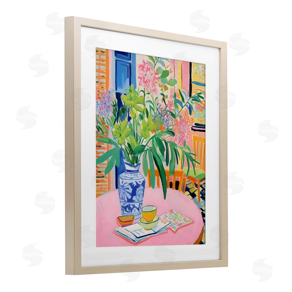 Creative Studio Flowers At The Table Birch Framed Print Under Glass Art