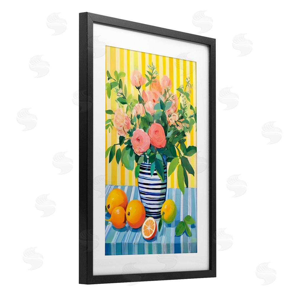 Creative Studio Citrus Floral Display Black Framed Print Under Glass Art