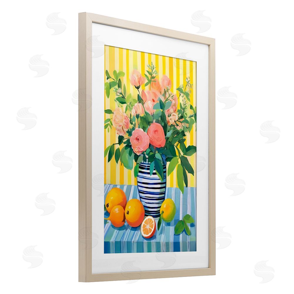 Creative Studio Citrus Floral Display Birch Framed Print Under Glass Art