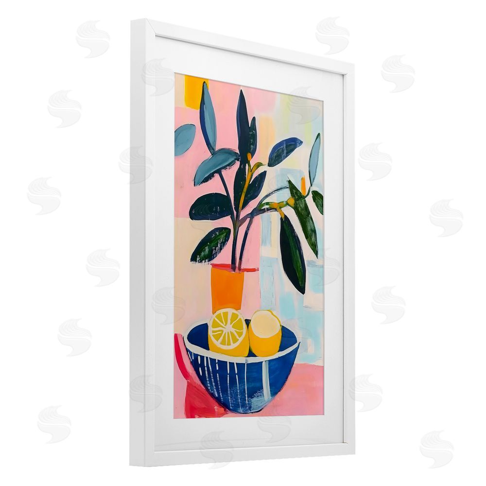Creative Studio Lemon Bowl Table Setting White Framed Print Under Glass Art