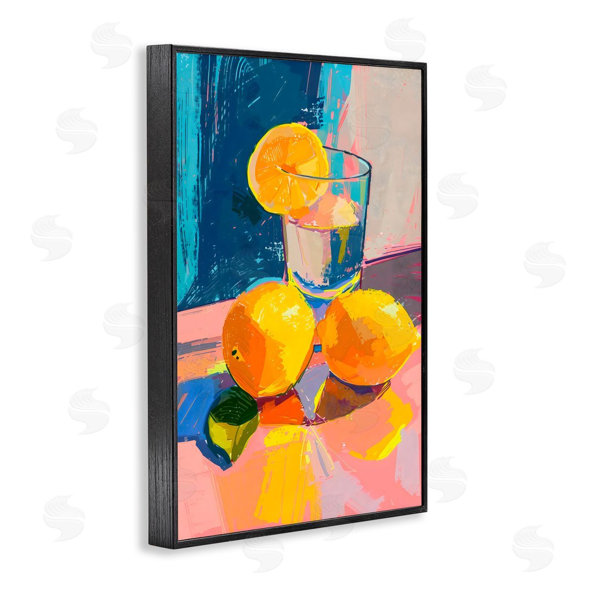 Creative Studio Lemon Water Table Spread Black Framed Giclee Art Print