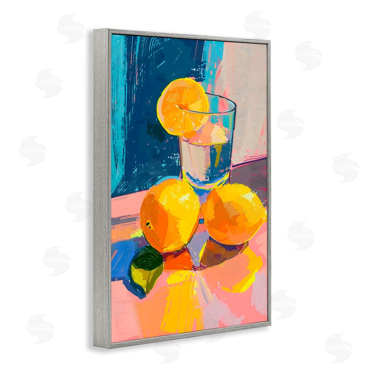 Creative Studio Lemon Water Table Spread Gray Framed Giclee Art Print