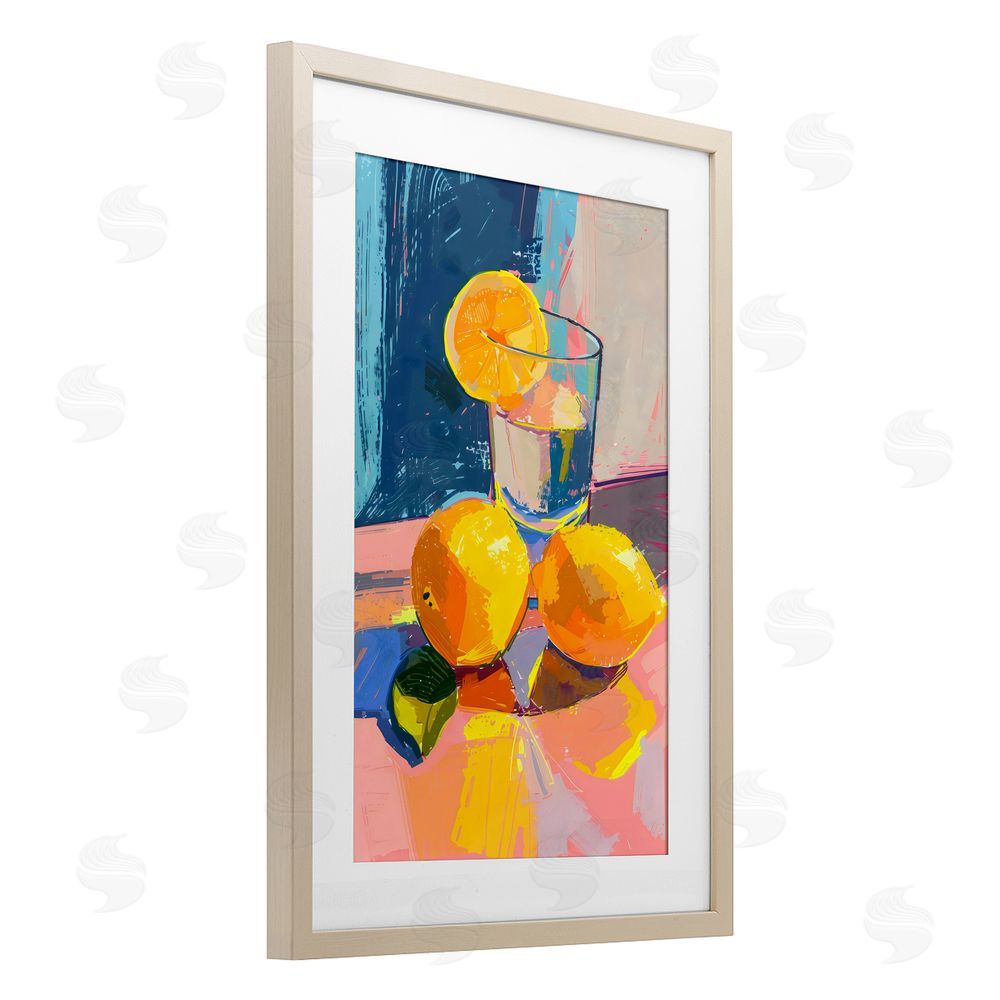 Creative Studio Lemon Water Table Spread Birch Framed Print Under Glass Art