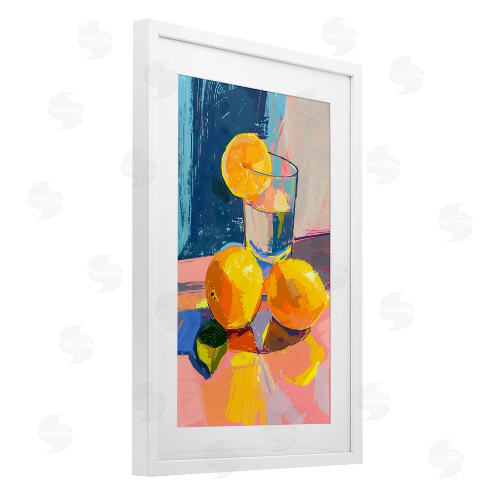 Creative Studio Lemon Water Table Spread White Framed Print Under Glass Art