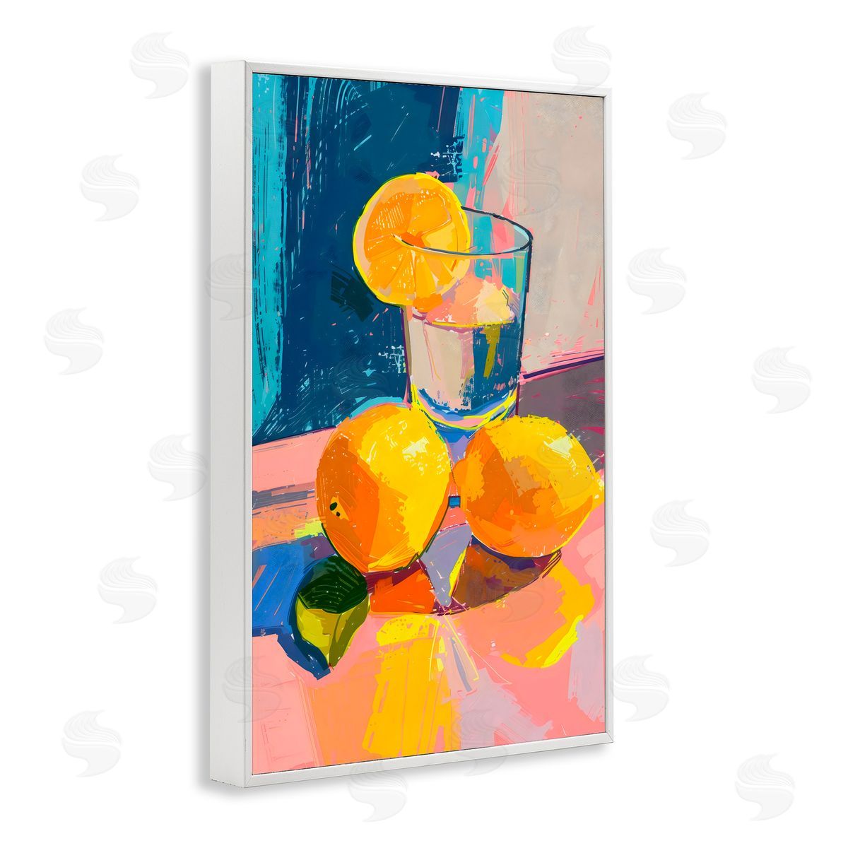 Creative Studio Lemon Water Table Spread White Frame Giclee Art Print