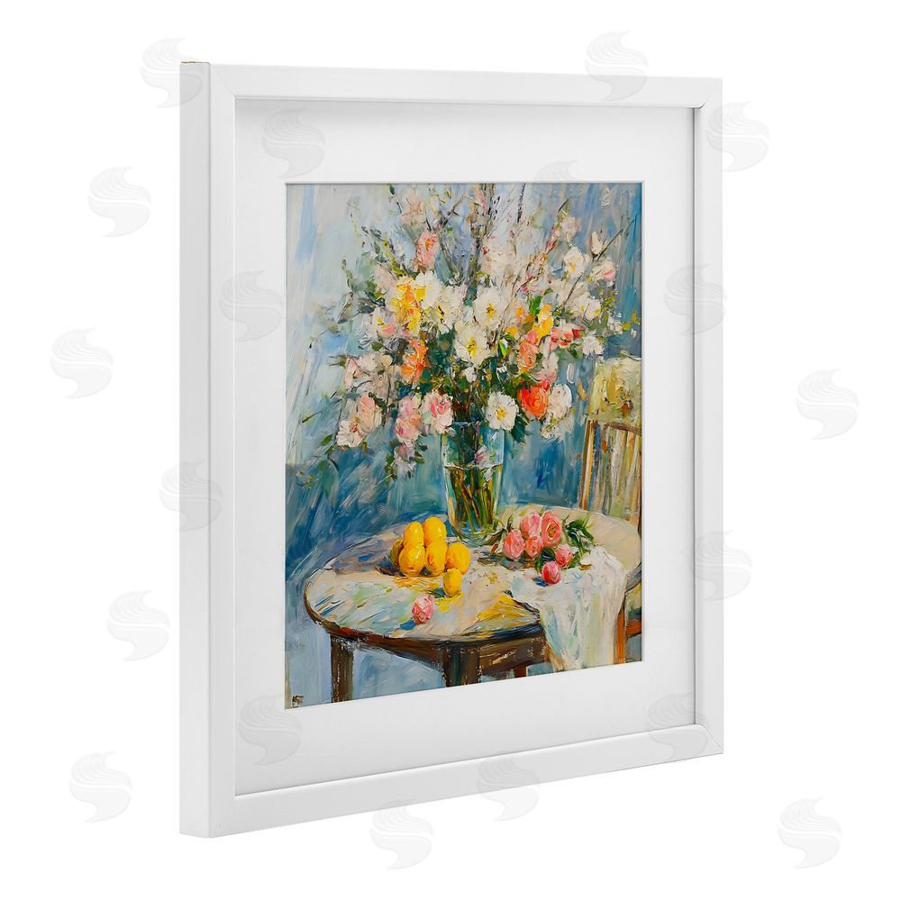 Creative Studio Citrus Breakfast Table Setting White Framed Print Under Glass Art
