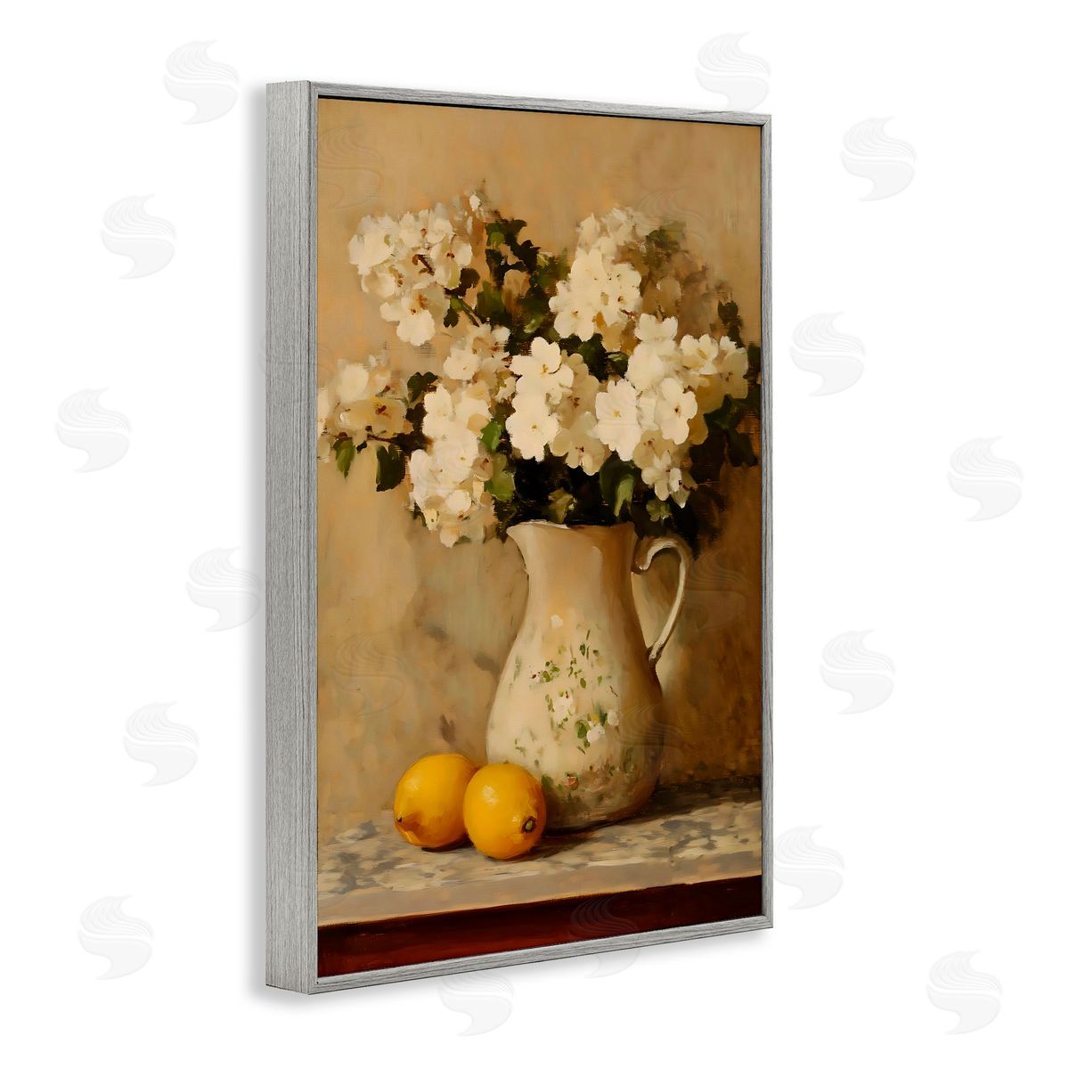 Creative Studio Vintage Pitcher Of Hydrangeas Gray Framed Giclee Art Print