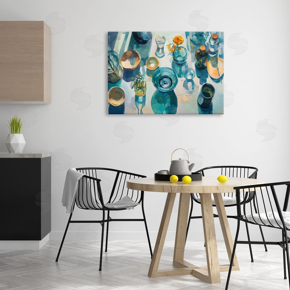 Creative Studio Glass Breakfast Table Setting Printed Wall Art in Room