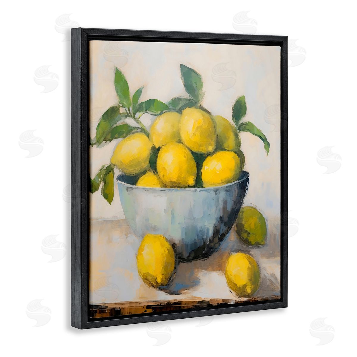 Creative Studio Lemon Still Life Bowl Black Floating Frame Canvas Wall Art Print