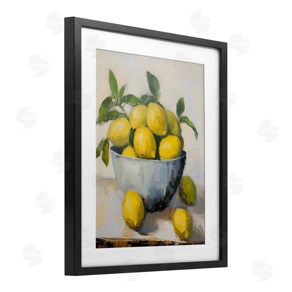 Creative Studio Lemon Still Life Bowl Black Framed Print Under Glass Art