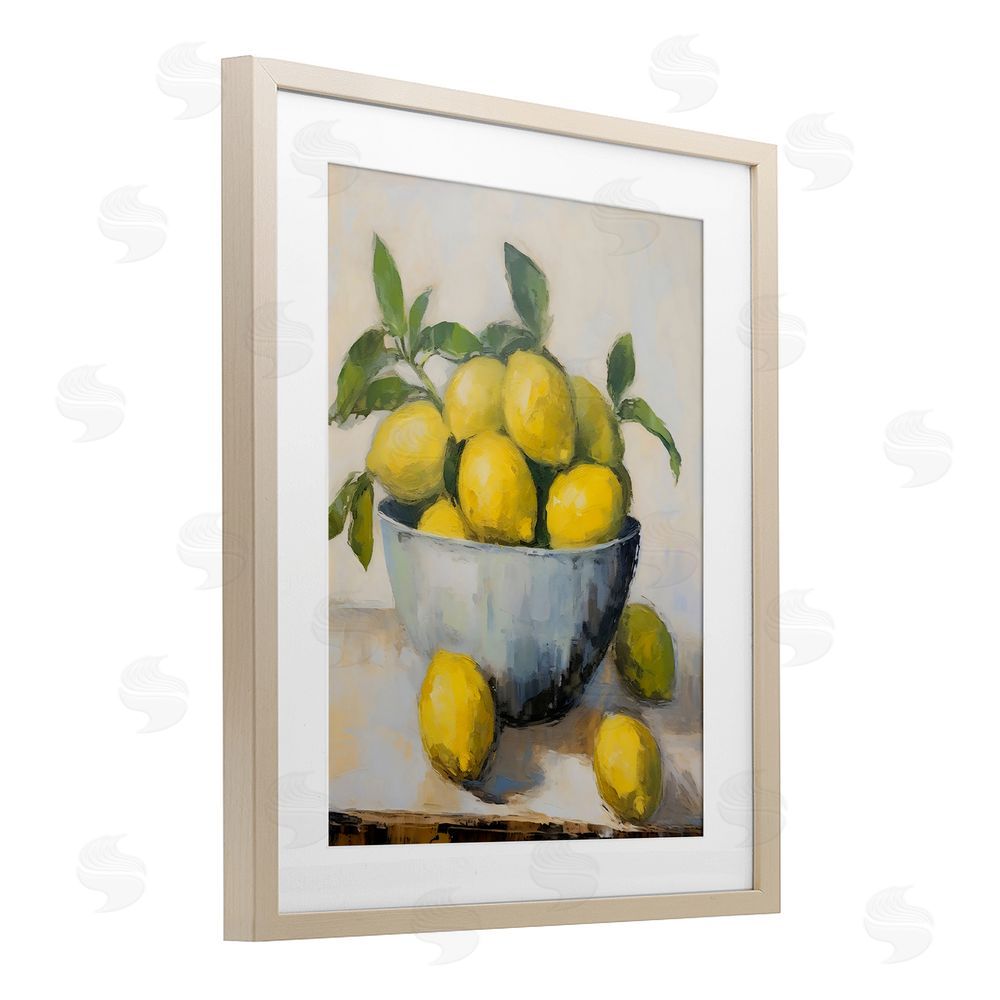 Creative Studio Lemon Still Life Bowl Birch Framed Print Under Glass Art