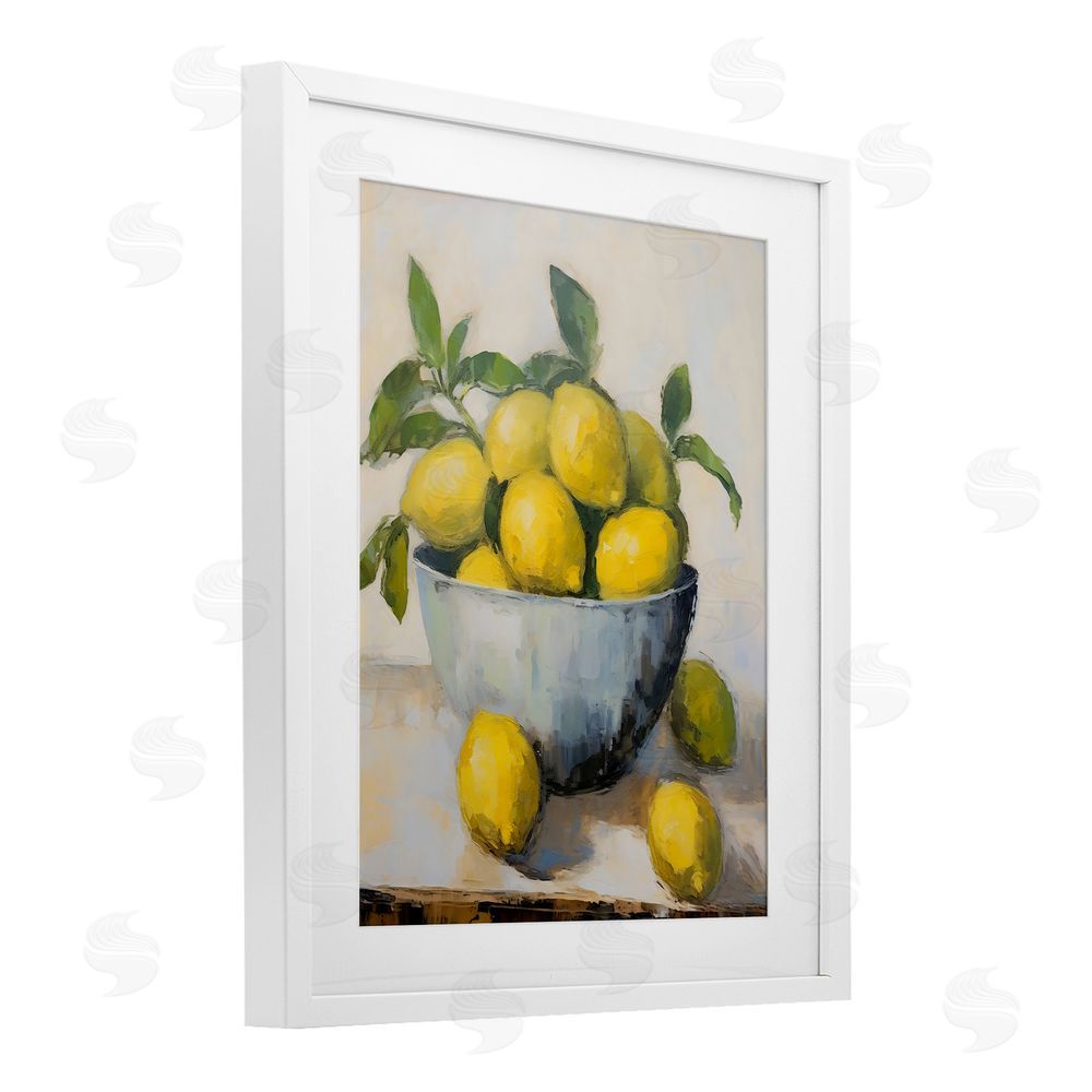 Creative Studio Lemon Still Life Bowl White Framed Print Under Glass Art