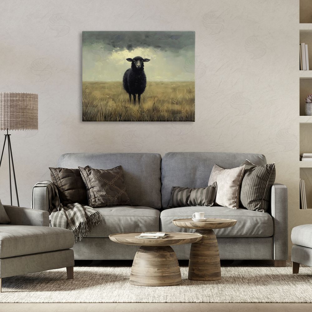 Arlington Prints Black Sheep in Field Printed Wall Art in Room