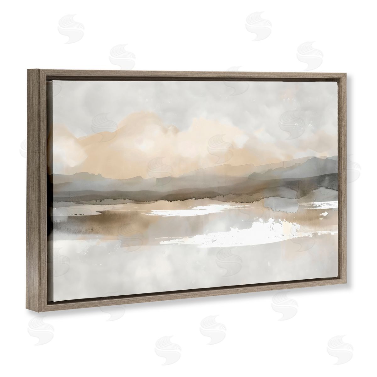 Creative Studio Subtle Watercolor Mountains Brown Floating Frame Canvas Art Print