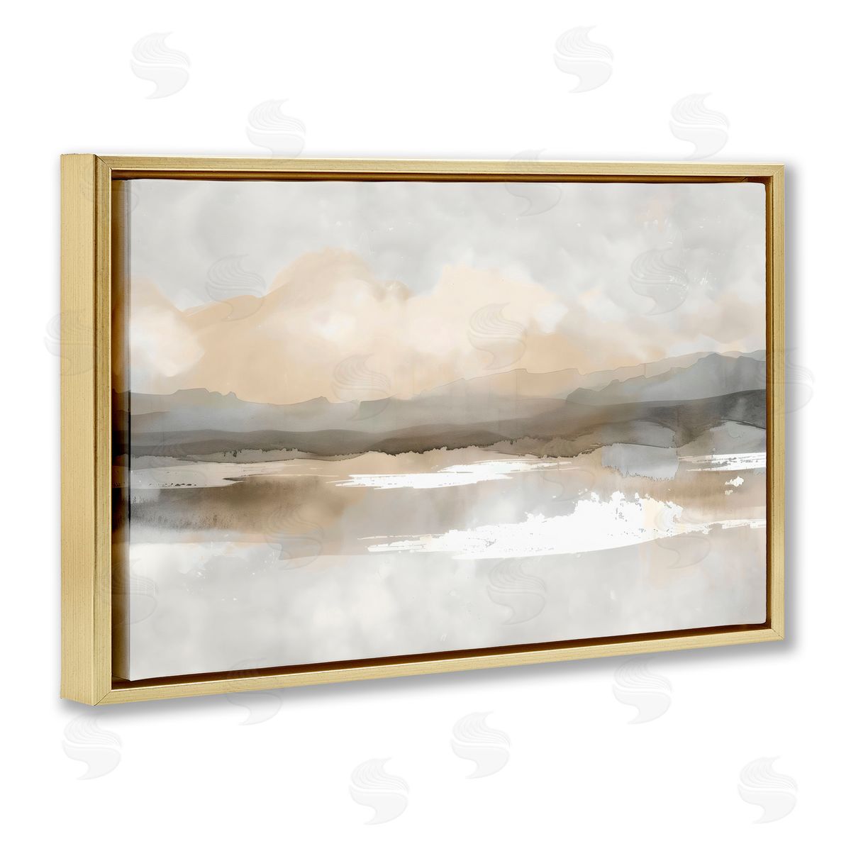 Creative Studio Subtle Watercolor Mountains Gold Floating Frame Canvas Art Print