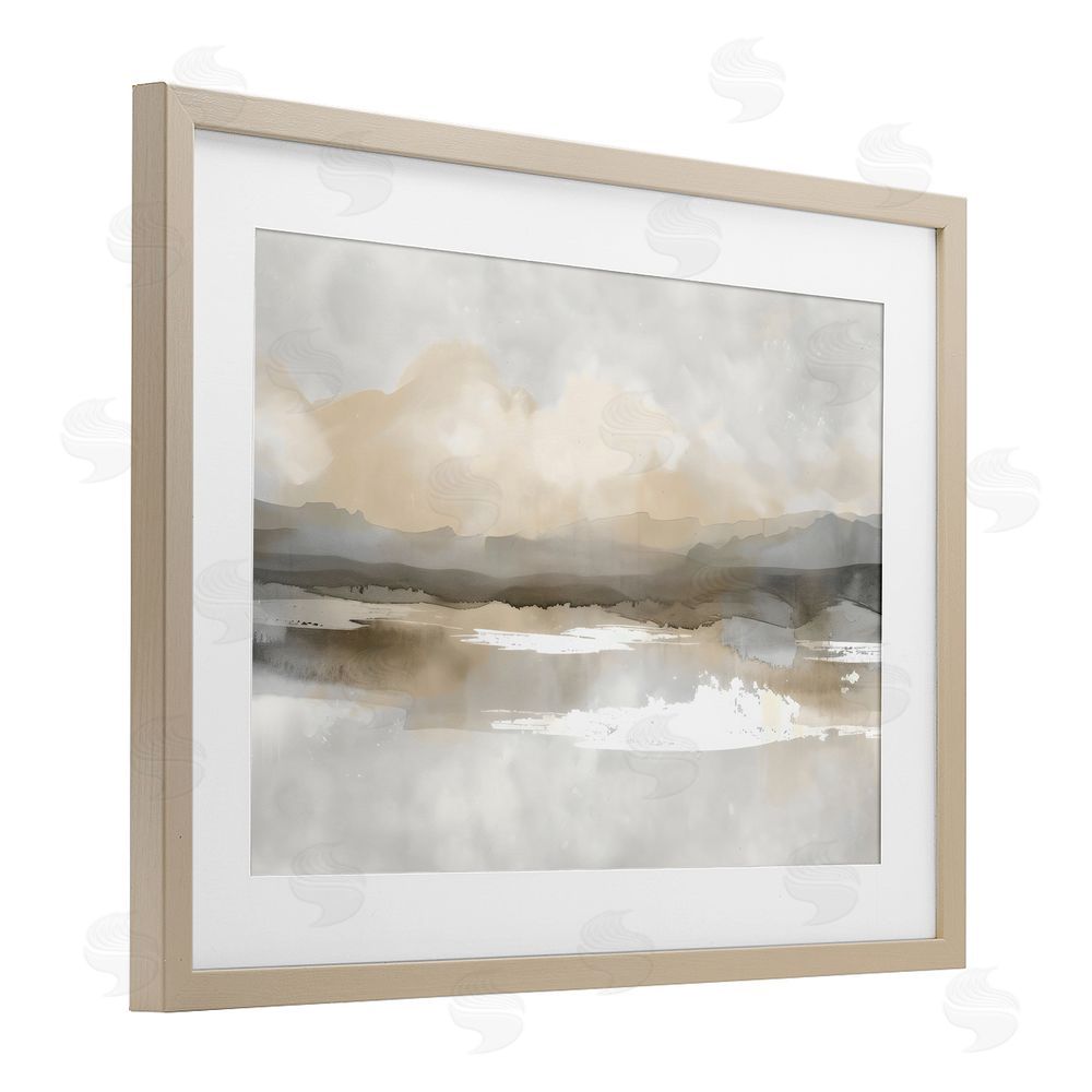 Creative Studio Subtle Watercolor Mountains Birch Framed Print Under Glass Art