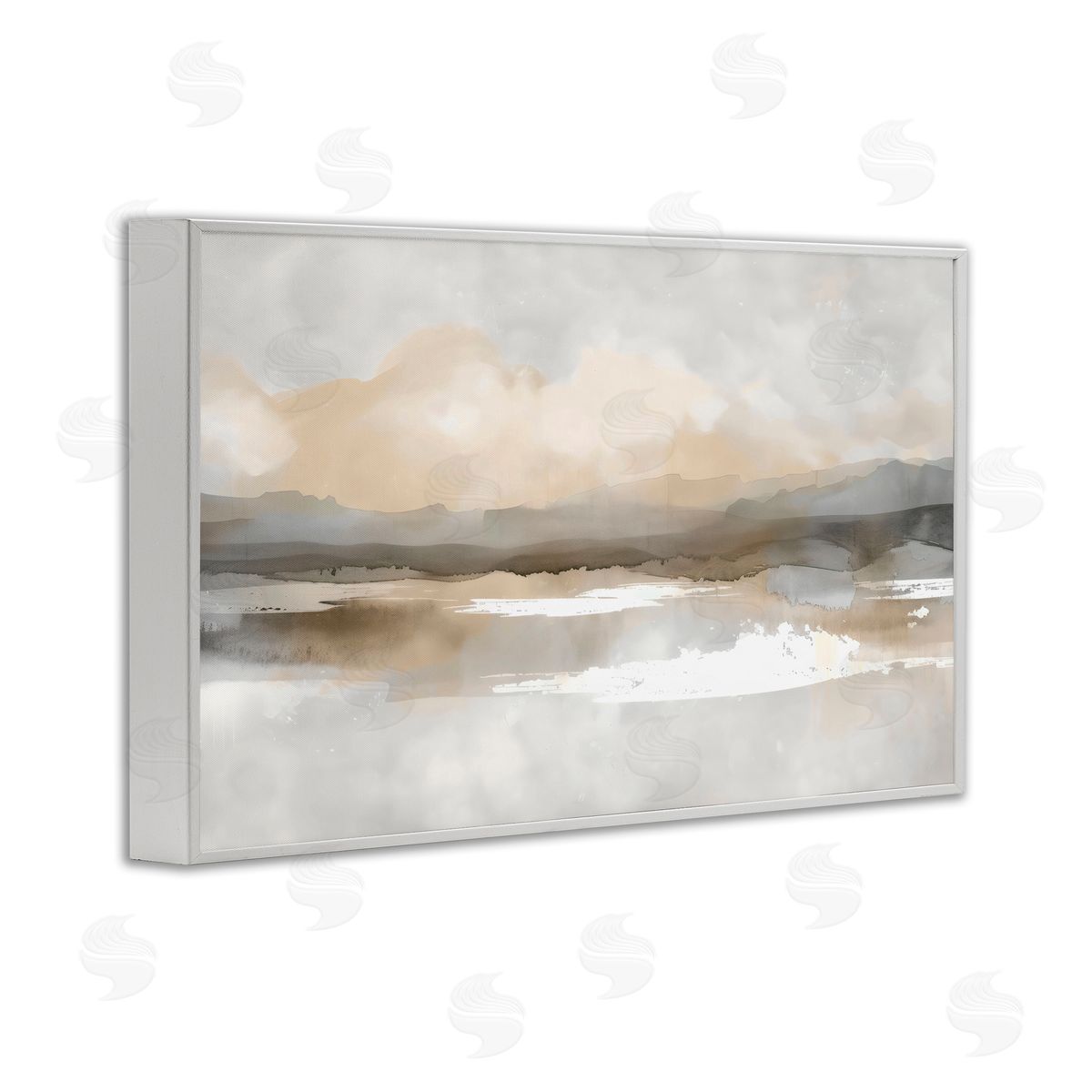 Creative Studio Subtle Watercolor Mountains White Frame Giclee Art Print