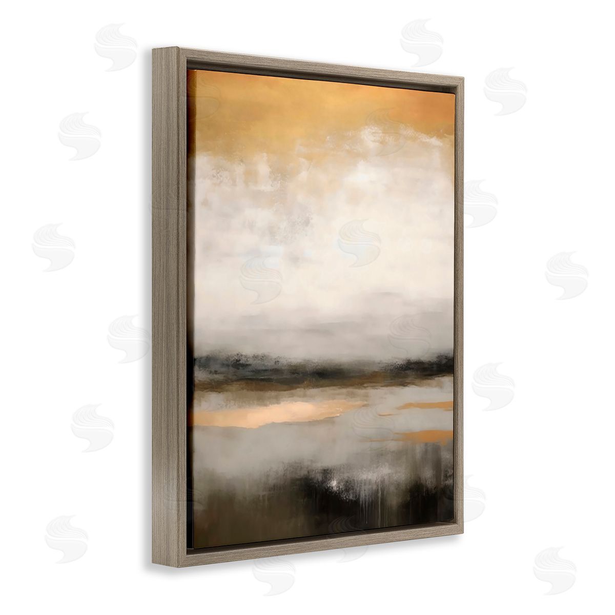 Creative Studio Dreamy Neutral Abstract Landscape Brown Floating Frame Canvas Art Print