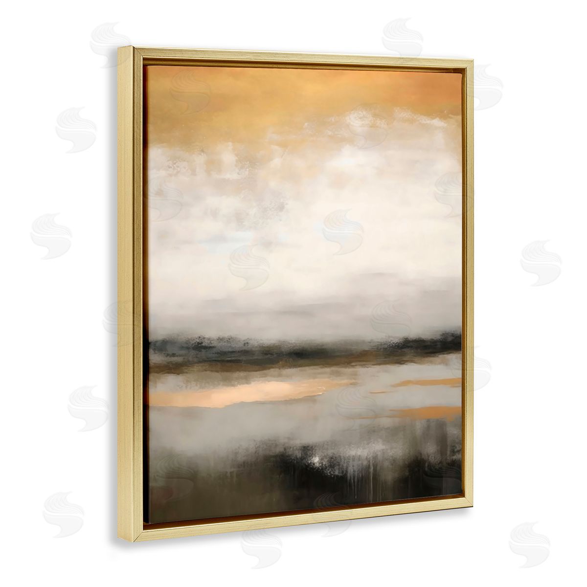 Creative Studio Dreamy Neutral Abstract Landscape Gold Floating Frame Canvas Art Print