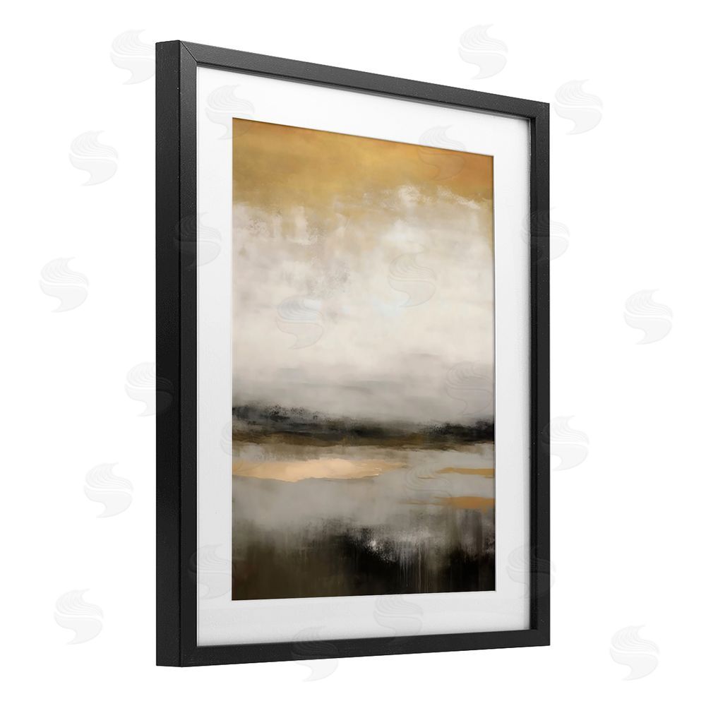 Creative Studio Dreamy Neutral Abstract Landscape Black Framed Print Under Glass Art
