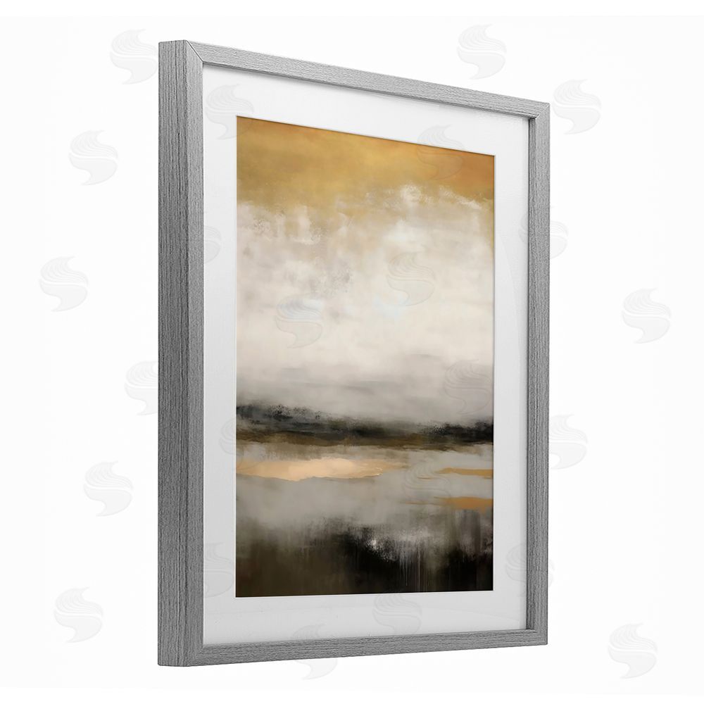 Creative Studio Dreamy Neutral Abstract Landscape Gray Framed Print Under Glass Art