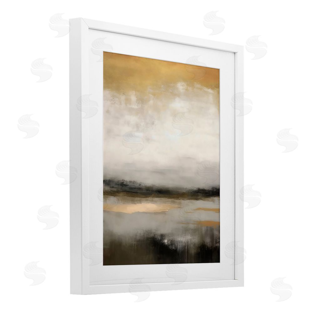 Creative Studio Dreamy Neutral Abstract Landscape White Framed Print Under Glass Art