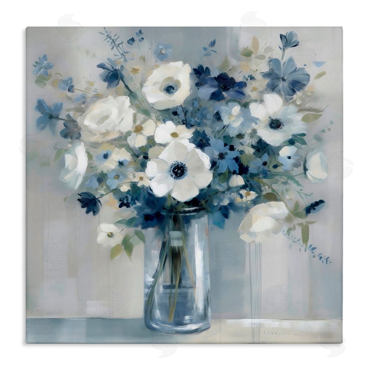 Creative Studio Peaceful Blues Bouquet Canvas Wall Art Print