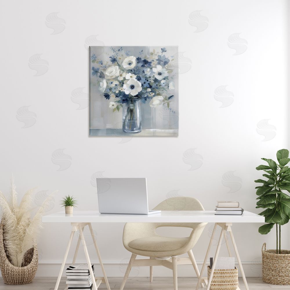 Creative Studio Peaceful Blues Bouquet Printed Wall Art in Room