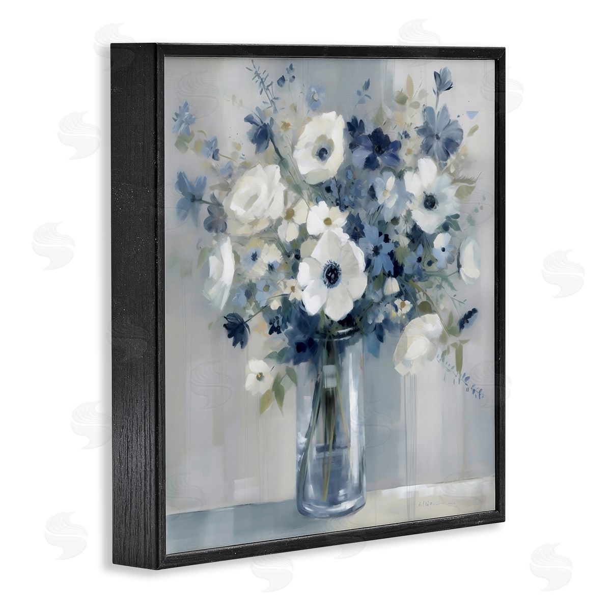 Creative Studio Peaceful Blues Bouquet Black Framed Giclee Art Print